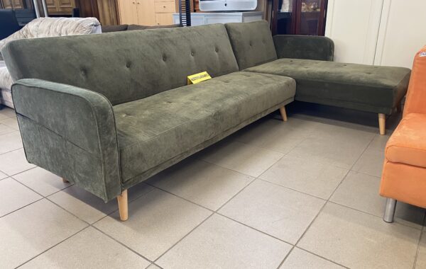 436  rozkládací rohová sedací zelenkavá sedací souprava 270x150cm za 4270Kč
