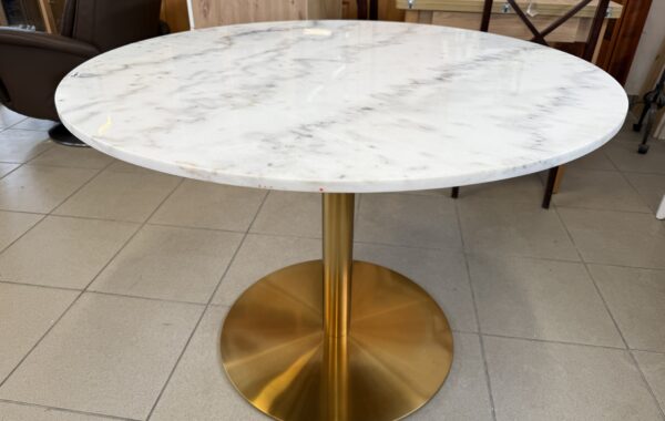 668 nový Dánský stůl s mramorovou deskou pr.105cm a mosazná leštěna noha 75cm za 4490Kč