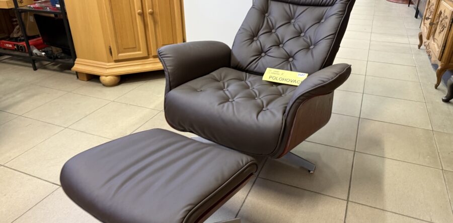 815 nové polohovatelné křeslo s taburetem ,hnědá ekokůže  š-80v 104cm za 3480kč
