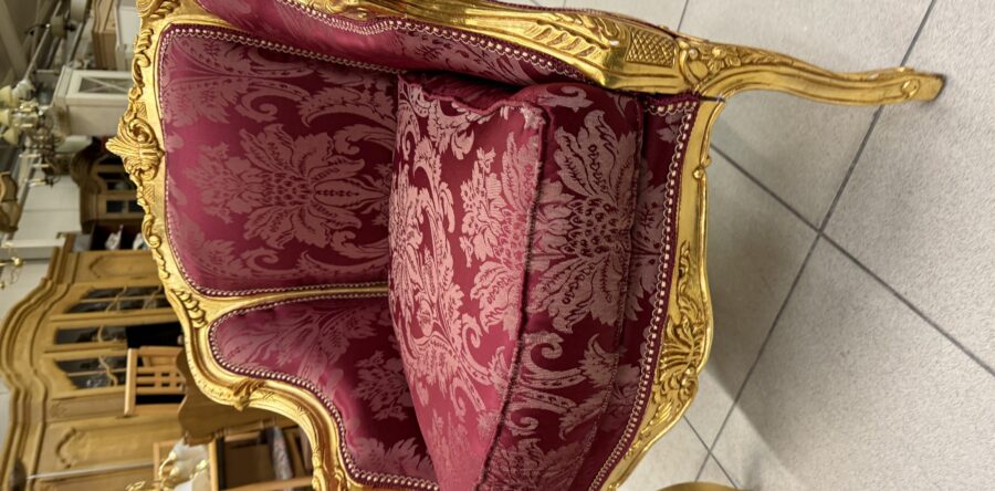 171  nové- vybalené zámecké křesílko Bader Germany  vínový plyš    II jakost    3470Kč