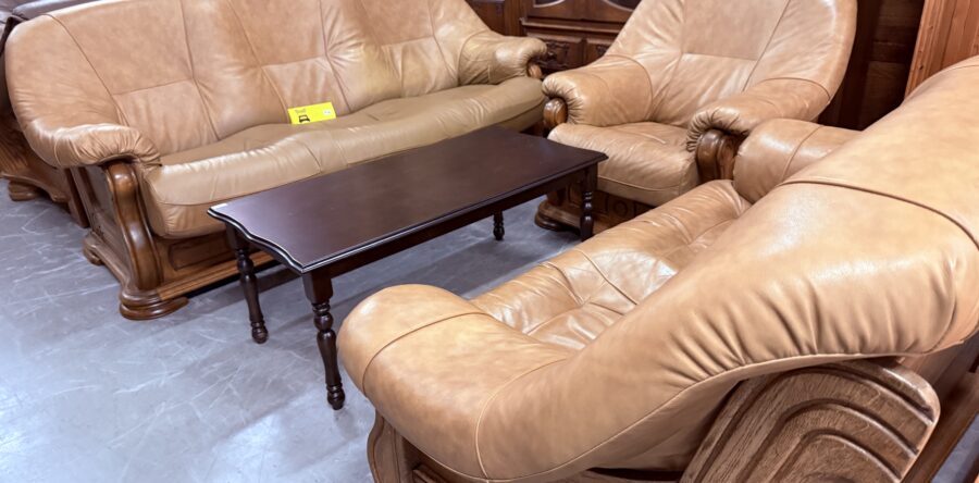 442 Německá dubová,kožená sedací souprava 3+2+1,pohovky 210+153cm ,cena 19840Kč