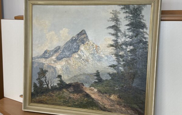 567 olej na plátnu- horská krajina 91x81cm ,signovaný ,za 3890Kč