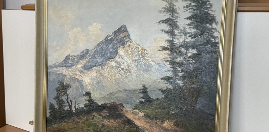 567 olej na plátnu- horská krajina 91x81cm ,signovaný ,za 1790Kč